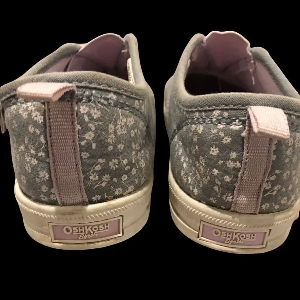 OshKosh B'Gosh Girl's Slip-On Sneakers in Grey and‎ Pink